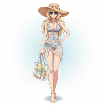 Original summer beach character reference image