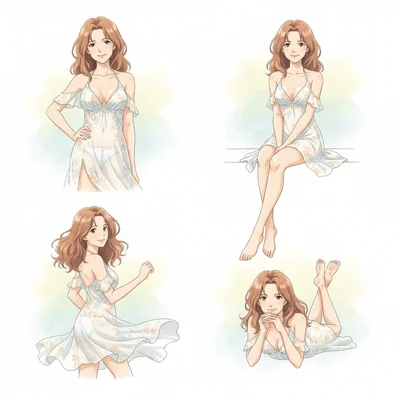 AI generated Studio Ghibli watercolor style character poses with Miyazaki art aesthetic