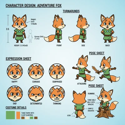 Restyled character reference sheet